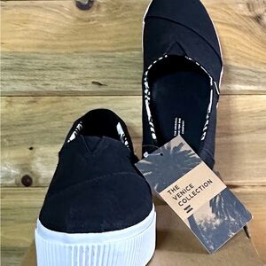 TOMS Alpargata Boardwalk Platform - Women’s 8.5 - Black Slip On - New w/box